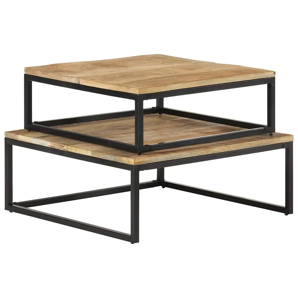 Nesting Coffee Tables 2 pcs Wooden Brown Accent Living Room Storage Furniture