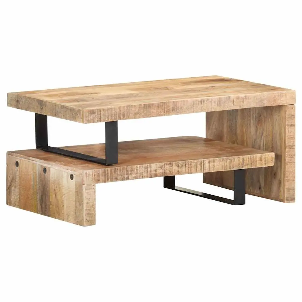 2-Piece Solid Mango Wood Coffee Table Set in Brown