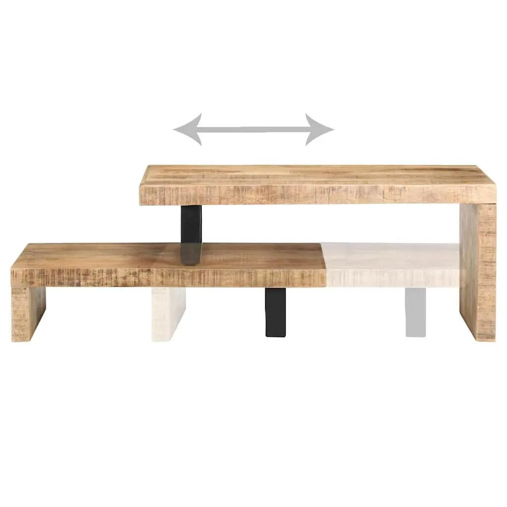 2-Piece Solid Mango Wood Coffee Table Set in Brown