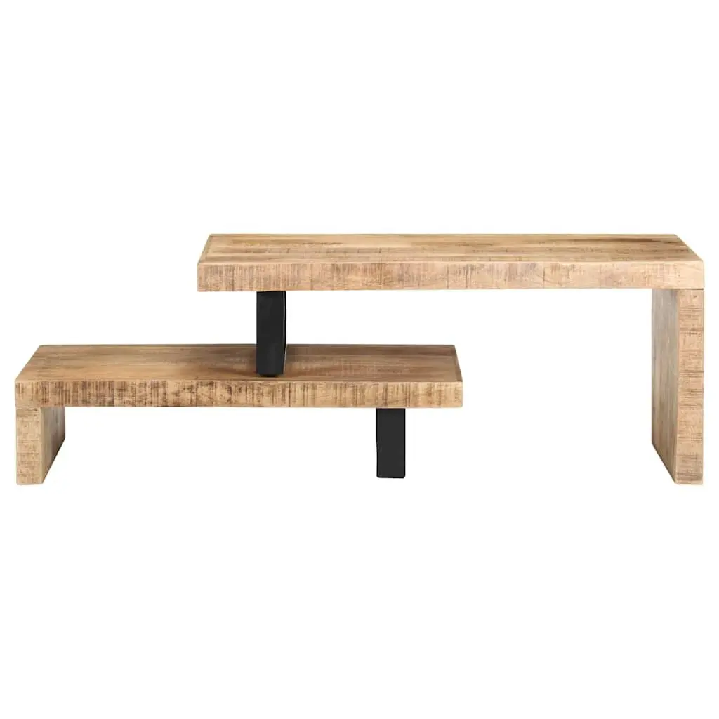 2-Piece Solid Mango Wood Coffee Table Set in Brown