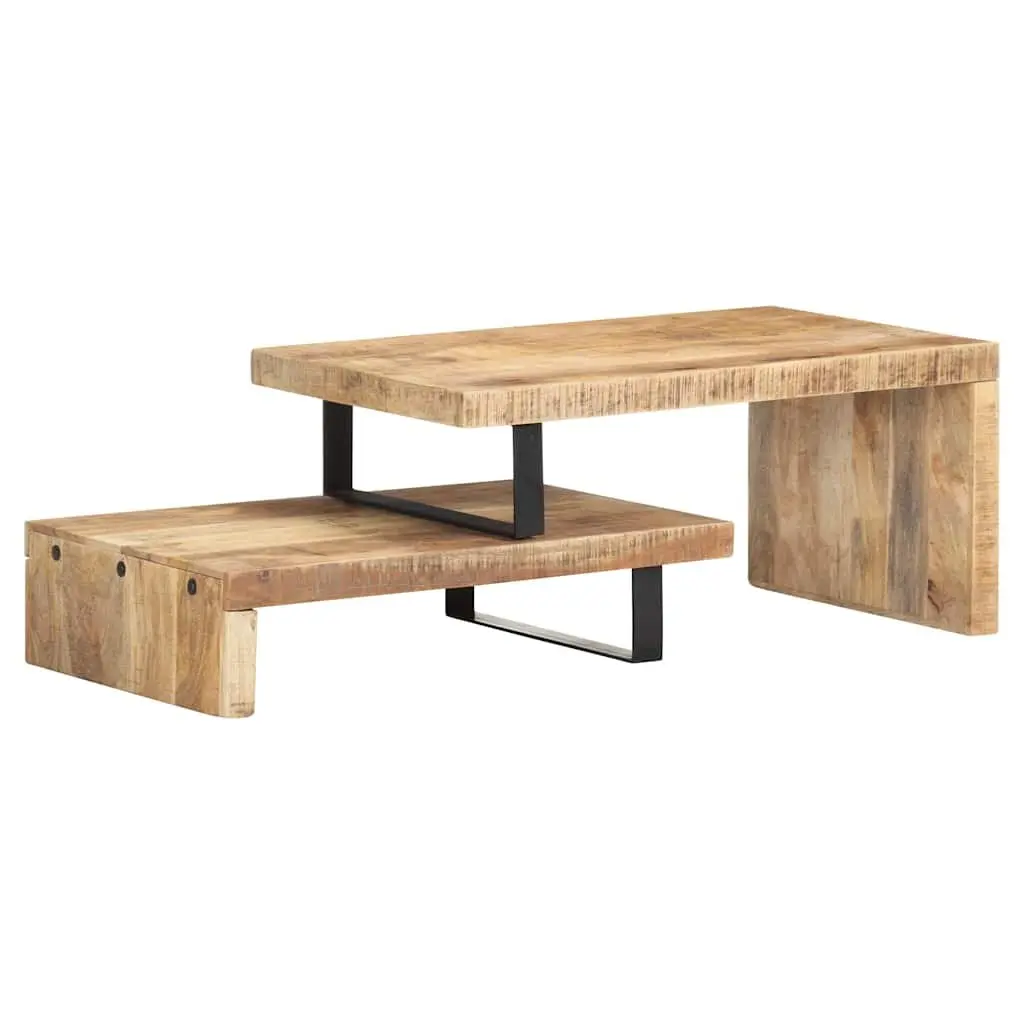 2-Piece Solid Mango Wood Coffee Table Set in Brown