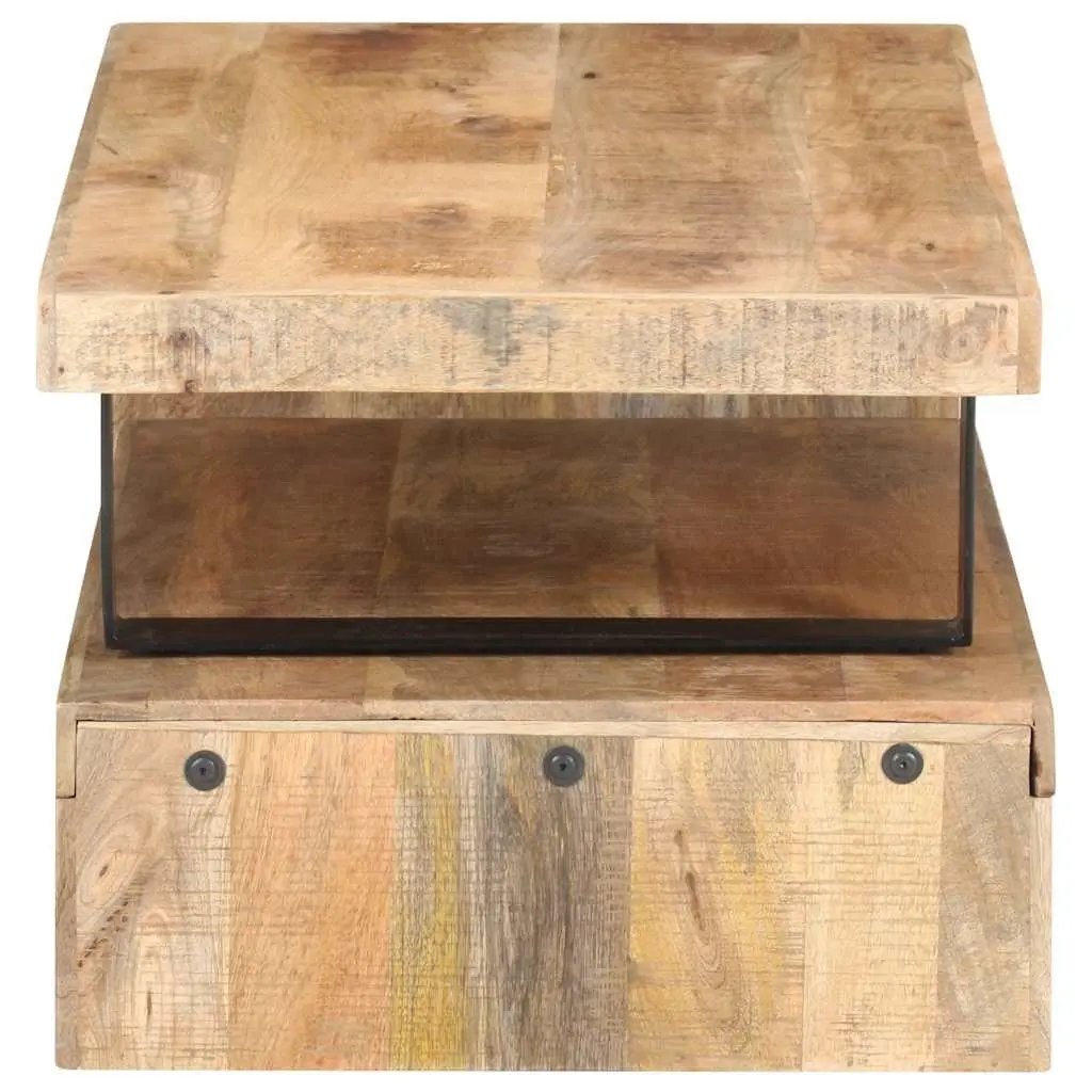 2-Piece Solid Mango Wood Coffee Table Set in Brown