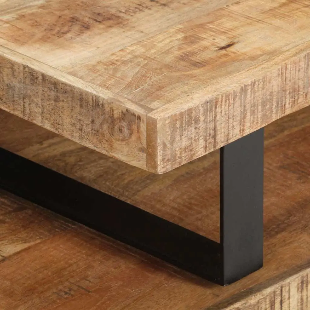 2-Piece Solid Mango Wood Coffee Table Set in Brown
