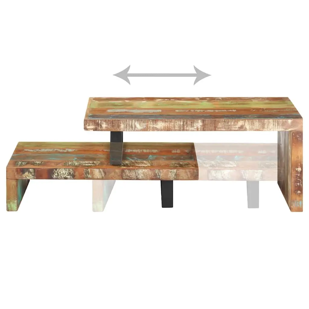 2 Piece Coffee Table Set Solid Reclaimed Wood Brown Living Room Accent Furniture
