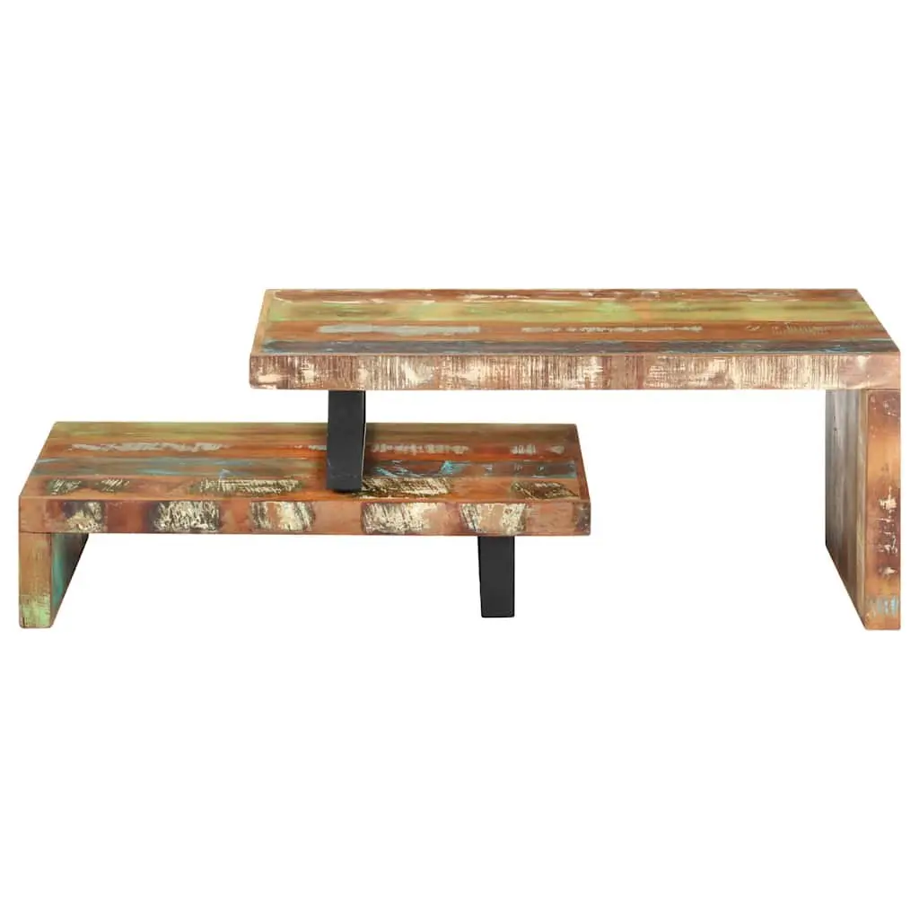 2 Piece Coffee Table Set Solid Reclaimed Wood Brown Living Room Accent Furniture