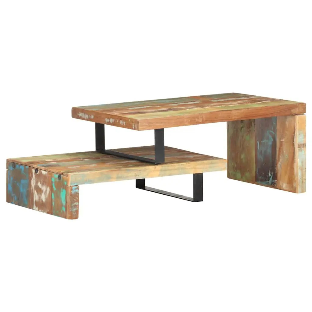 2 Piece Coffee Table Set Solid Reclaimed Wood Brown Living Room Accent Furniture
