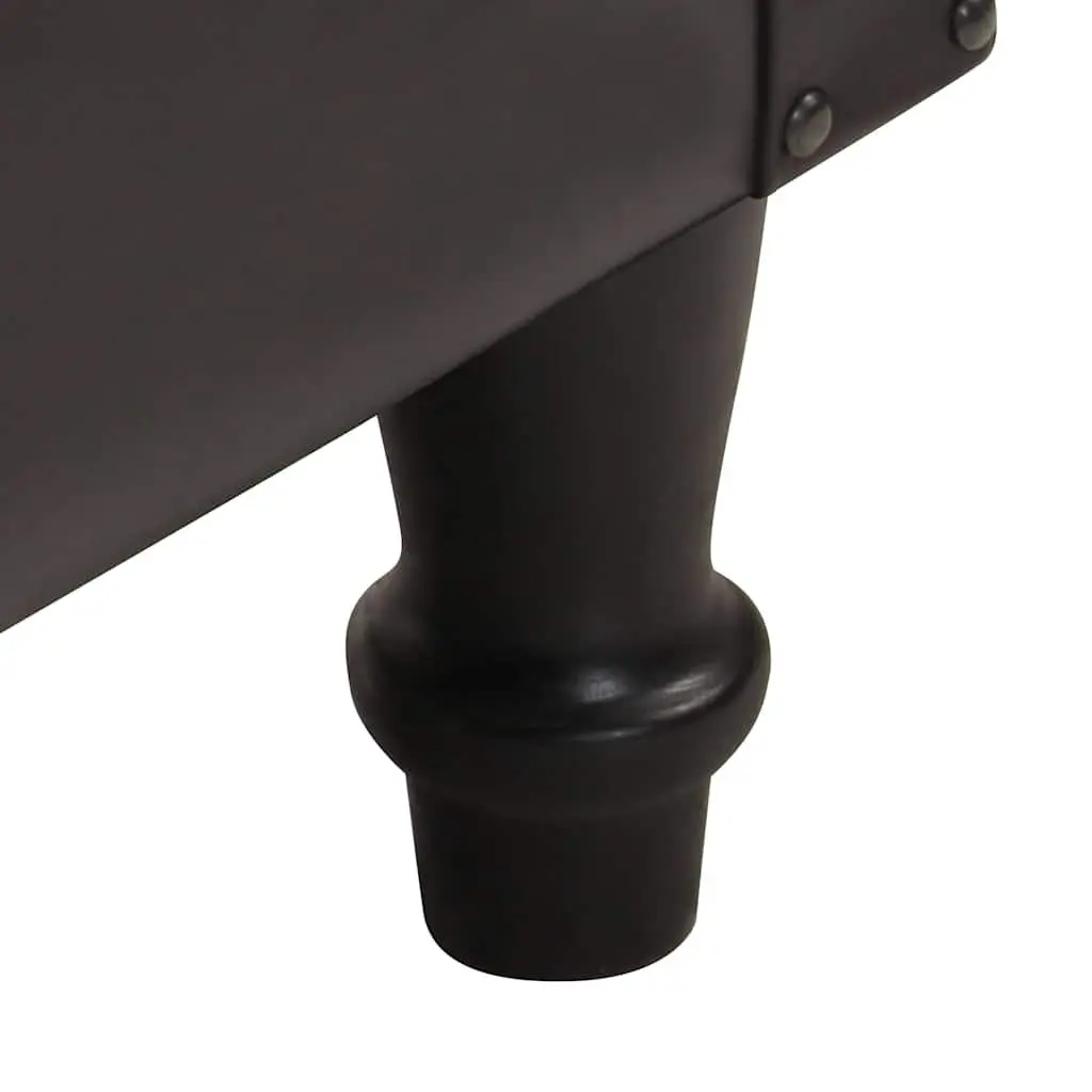 Black Leather Tub Chair with Mango Wood Legs