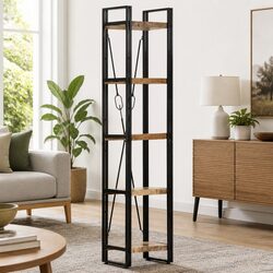 Charming 5-Tier Bookcase in Solid Mango Wood