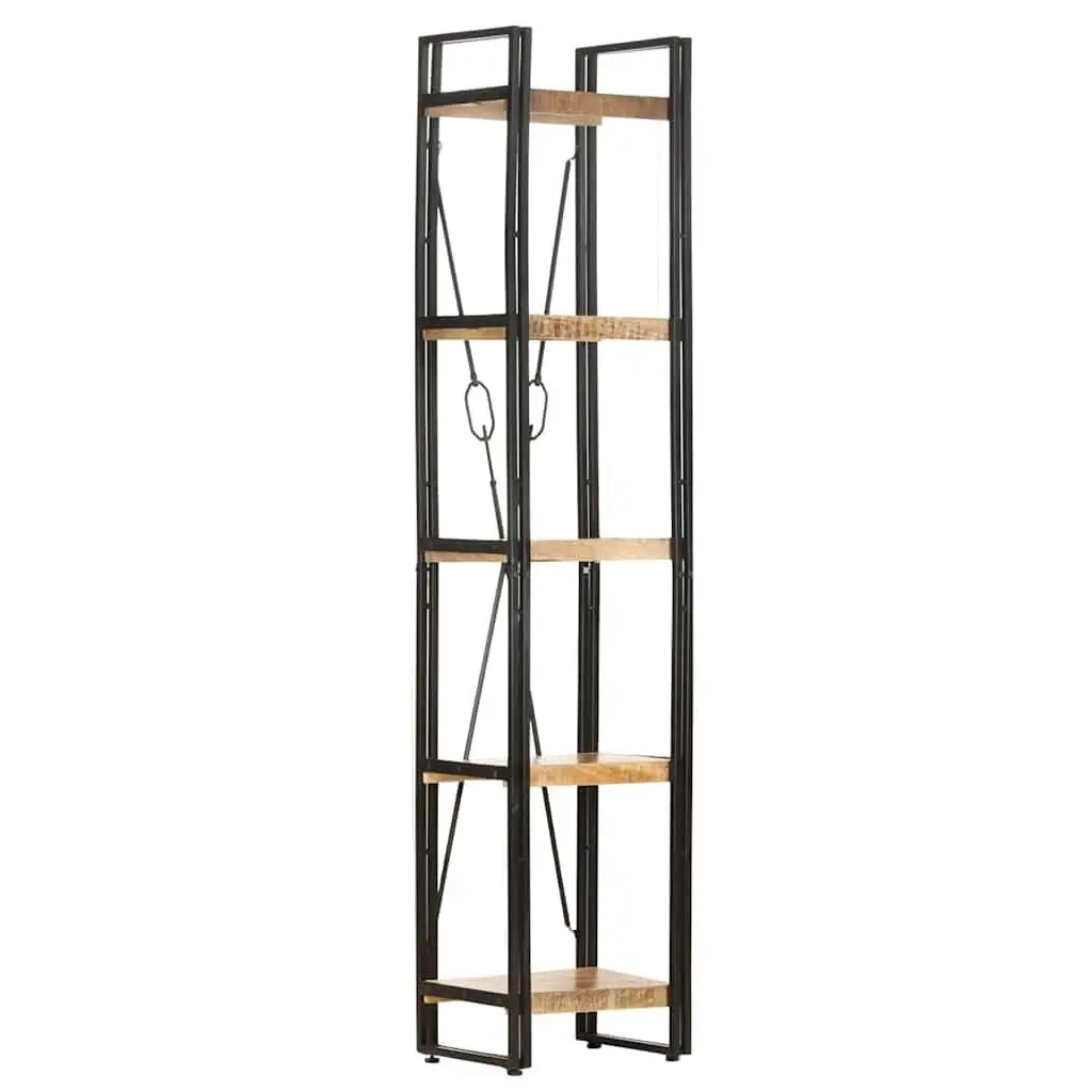 5-Tier Bookcase 40x30x180 cm Solid Mango Wood Industrial Standing Shelf Storage