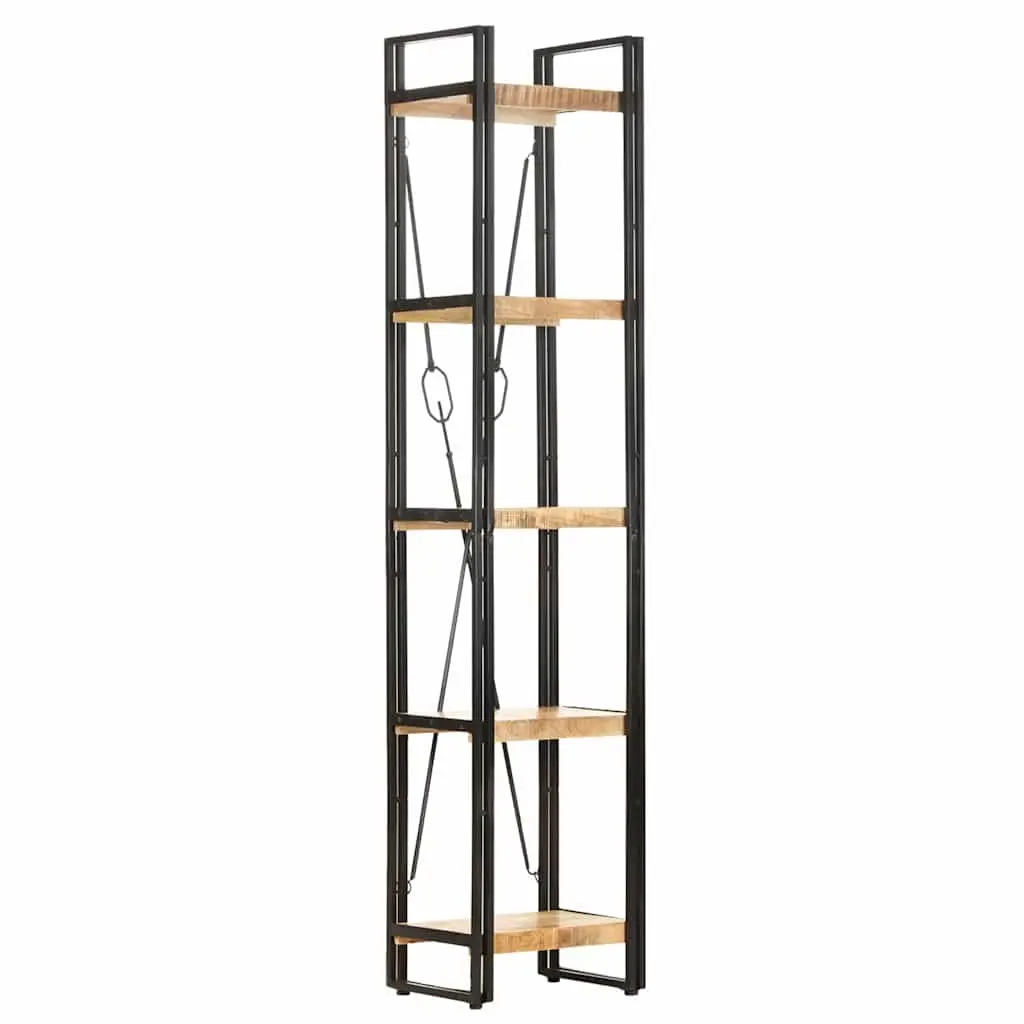 5-Tier Bookcase 40x30x180 cm Solid Mango Wood Industrial Standing Shelf Storage