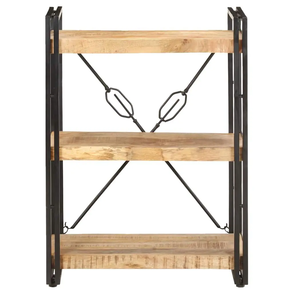 3-Tier Bookcase in Solid Mango Wood and Steel