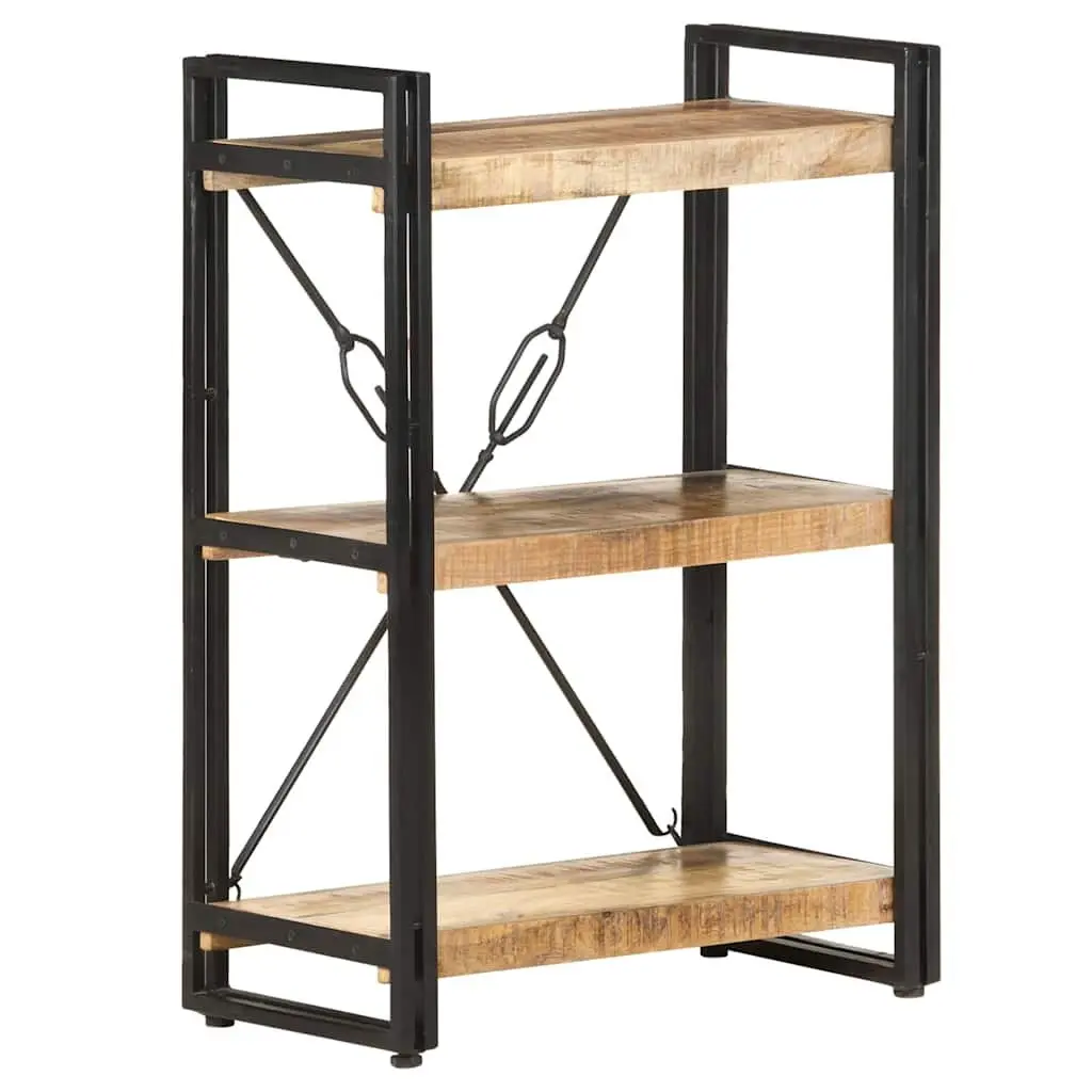3-Tier Bookcase in Solid Mango Wood and Steel