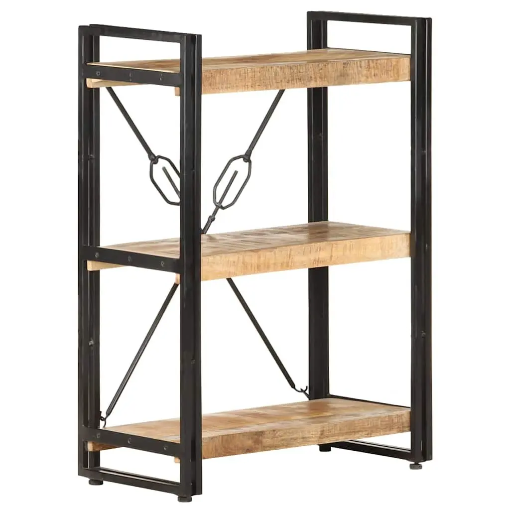 3-Tier Bookcase in Solid Mango Wood and Steel