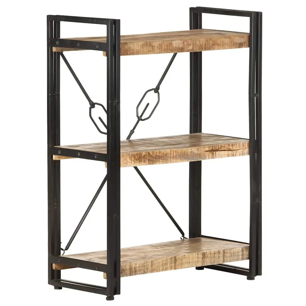 3-Tier Bookcase in Solid Mango Wood and Steel