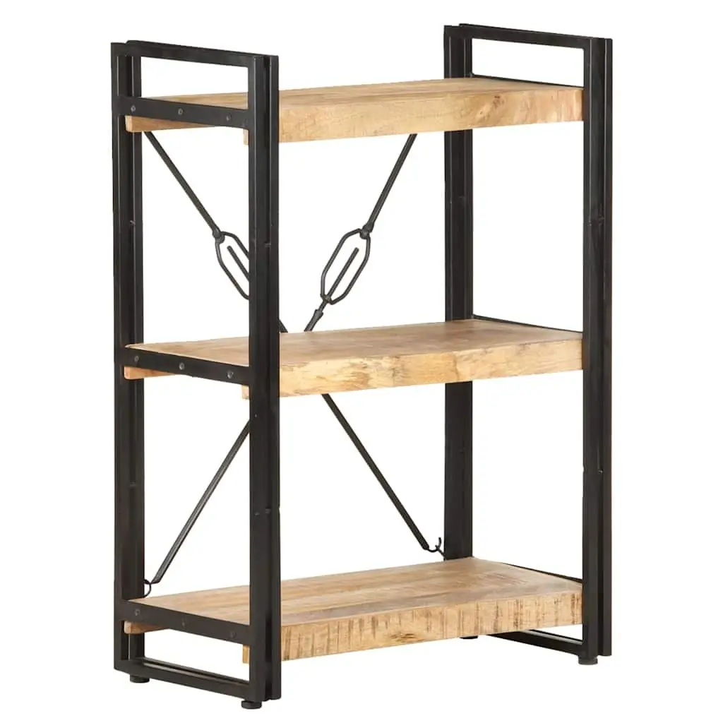 3-Tier Bookcase in Solid Mango Wood and Steel