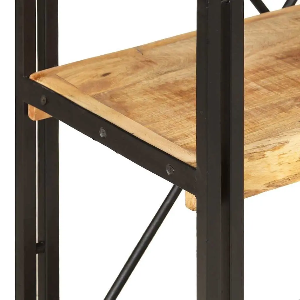 3-Tier Bookcase in Solid Mango Wood and Steel
