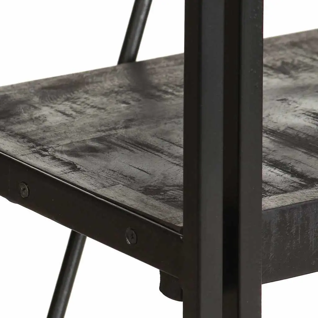5-Tier Bookcase in Black with Solid Mango Wood