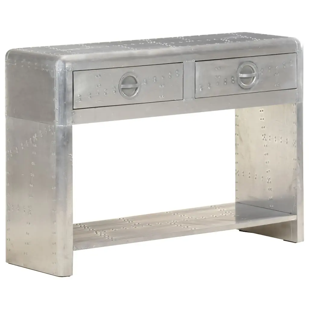 Metal Aviator Sideboard Storage Cabinet 110x35x75 cm Drawers Shelf Silver