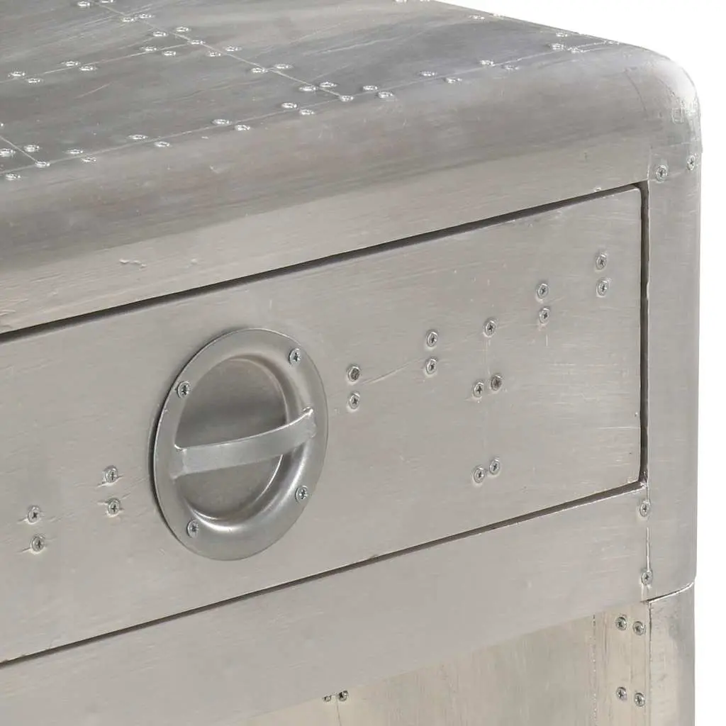 Metal Aviator Sideboard Storage Cabinet 110x35x75 cm Drawers Shelf Silver