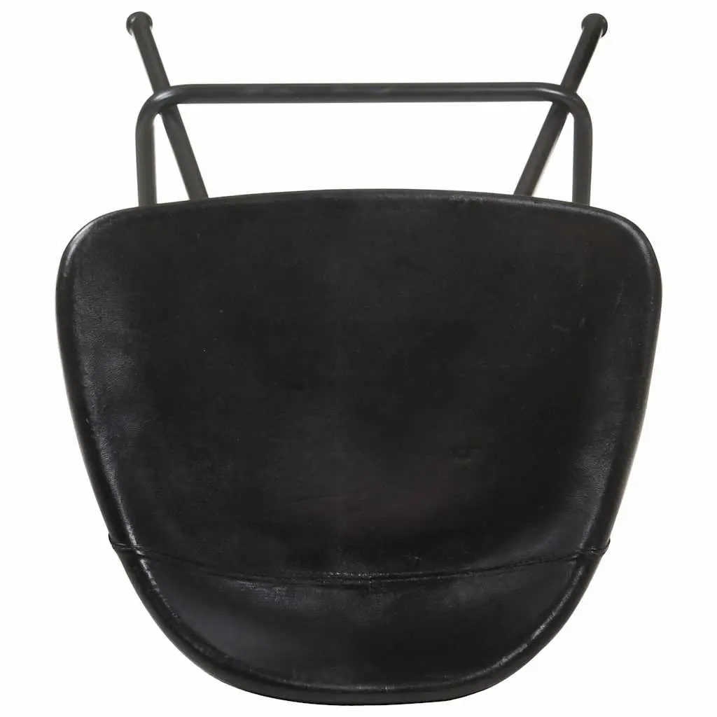 Bar Stools 2 pcs Black Leather Seat Iron Frame Industrial Style Kitchen Dining