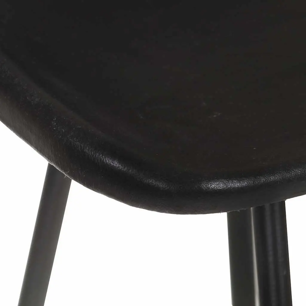 Bar Stools 2 pcs Black Leather Seat Iron Frame Industrial Style Kitchen Dining