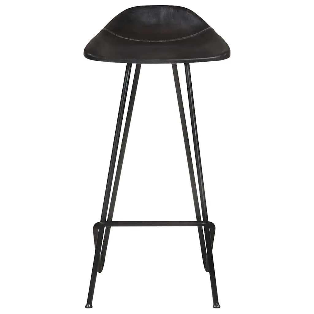 Bar Stools Set of 4 Black Leather Seats Industrial Style Dining Kitchen Chairs