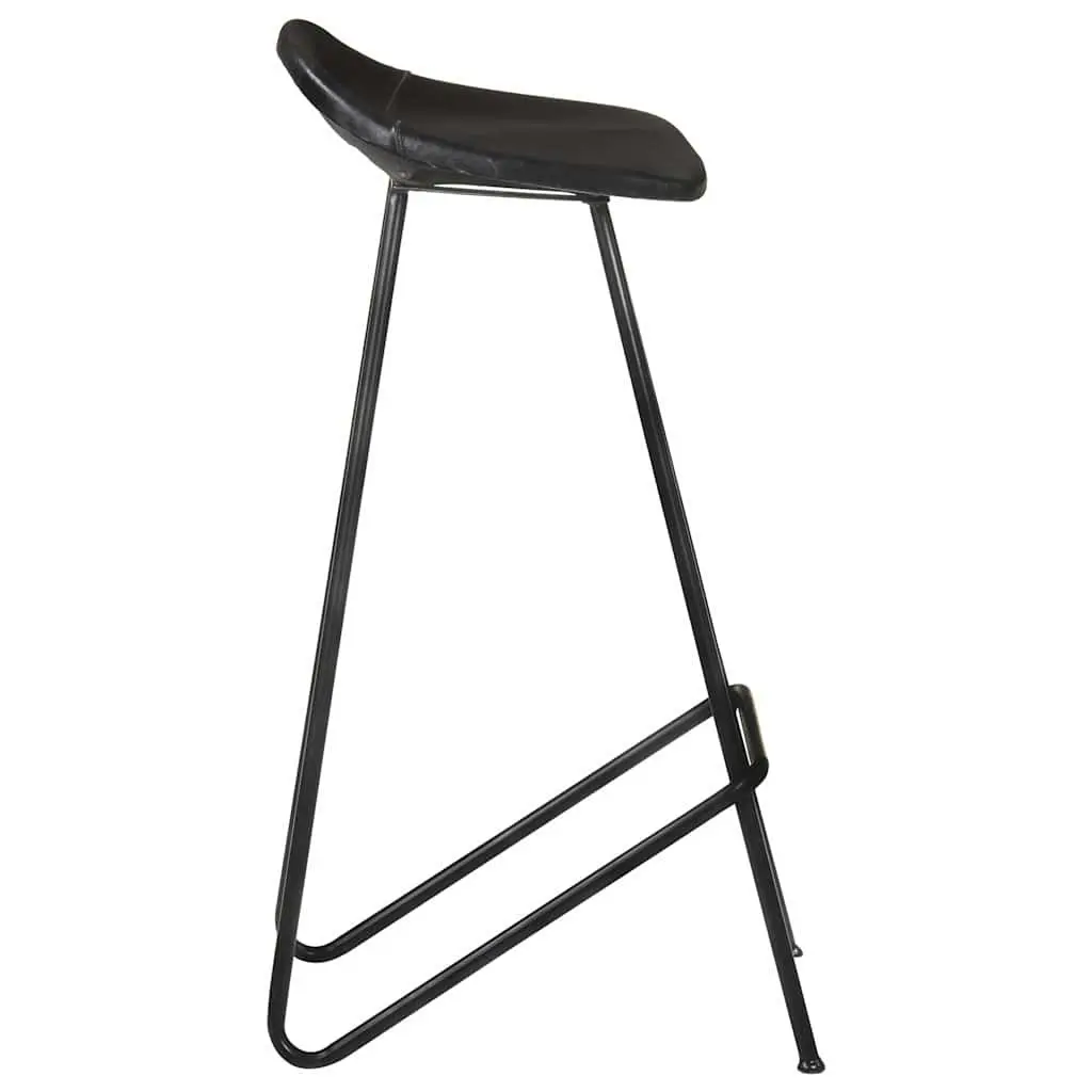 Bar Stools Set of 4 Black Leather Seats Industrial Style Dining Kitchen Chairs