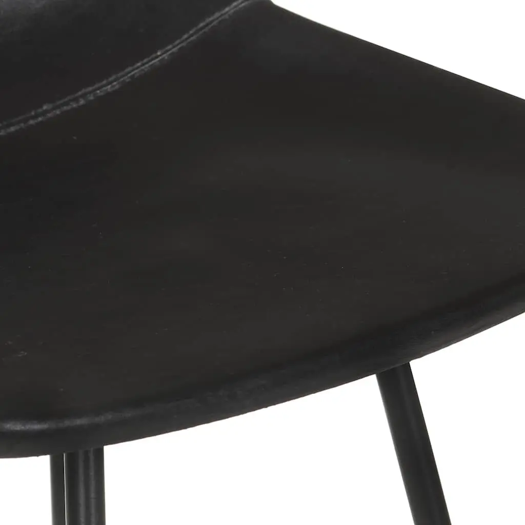 Bar Stools Set of 4 Black Leather Seats Industrial Style Dining Kitchen Chairs