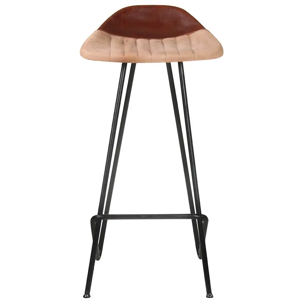 Bar Stools Industrial Style 4 Piece Brown Leather Seat Powder-coated Iron Frame