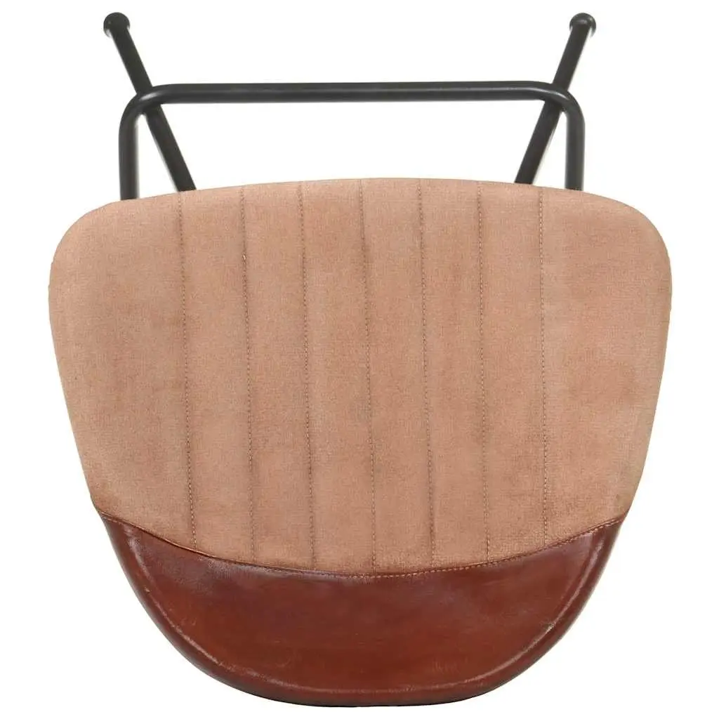 Bar Stools Industrial Style 4 Piece Brown Leather Seat Powder-coated Iron Frame