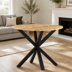 Brown Wooden End Table in Industrial Style 68x68x56 cm