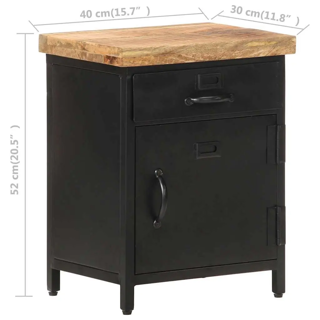 Bedside Cabinet 40x30x52cm Brown Nightstand Storage Drawer Door Table