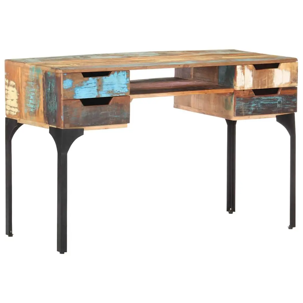 Solid Reclaimed Wood Desk 118x48x75 cm Office Writing Table with Drawers Shelf