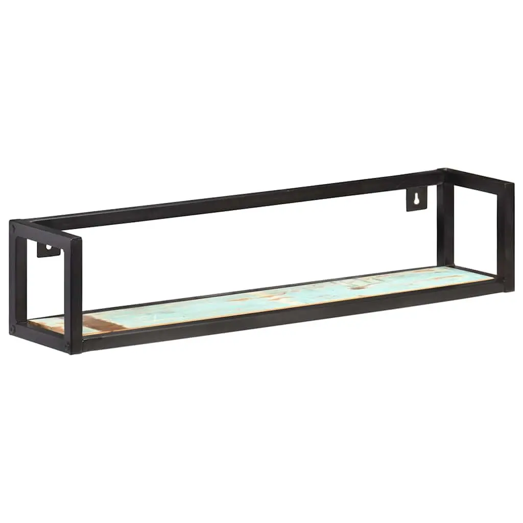 Wall Shelves Industrial Style 80 cm Reclaimed Wood Black Powder-Coated Iron Frame 2 Piece