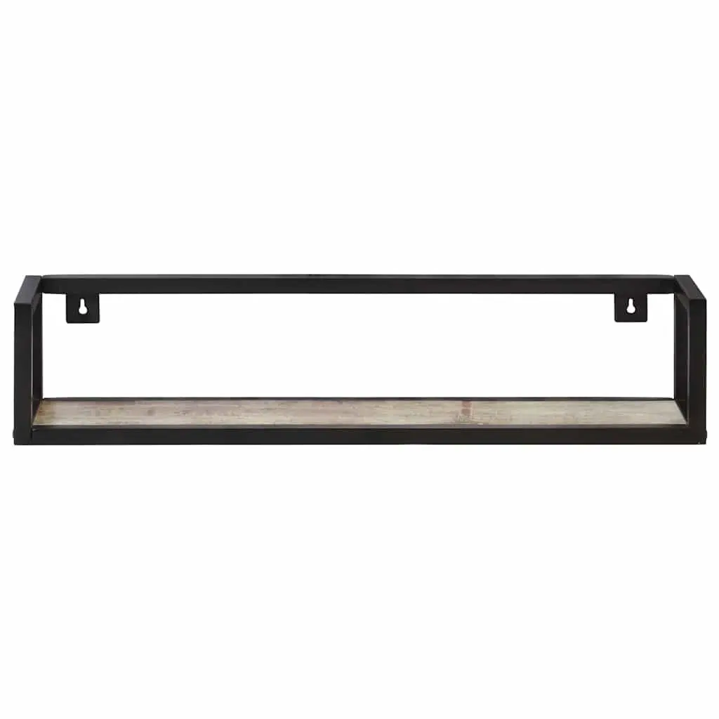 Wall Shelves Industrial Style 80 cm Reclaimed Wood Black Powder-Coated Iron Frame 2 Piece