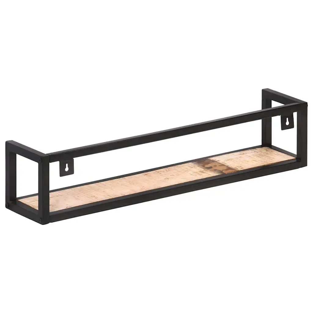 Wall Shelves Industrial Style 80 cm Reclaimed Wood Black Powder-Coated Iron Frame 2 Piece