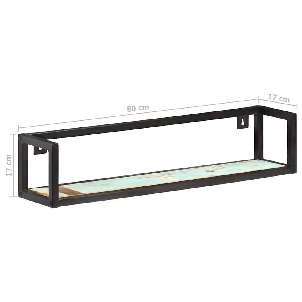 Wall Shelves Industrial Style 80 cm Reclaimed Wood Black Powder-Coated Iron Frame 2 Piece