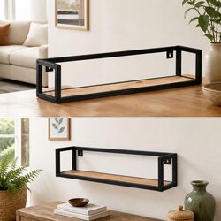 Set of 2 Floating Shelves 80 cm Solid Wood