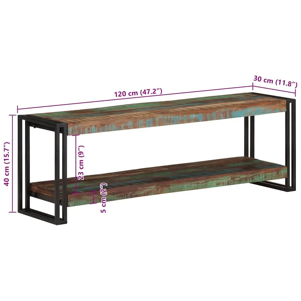TV Cabinet Industrial Brown 120x30x40 cm Solid Reclaimed Wood