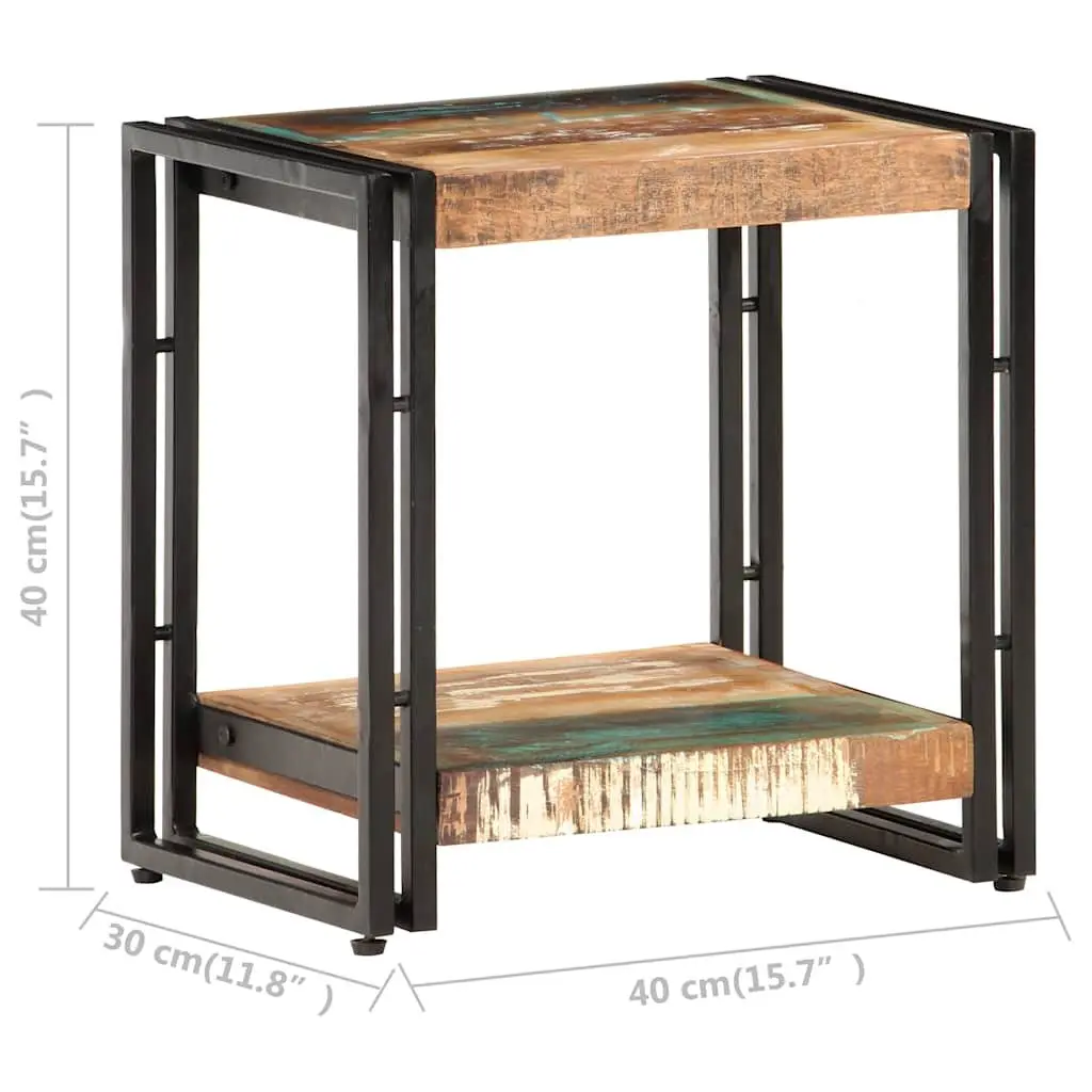 End Table 40x30x40 cm Solid Reclaimed Wood Side Accent Bedside Storage Shelf