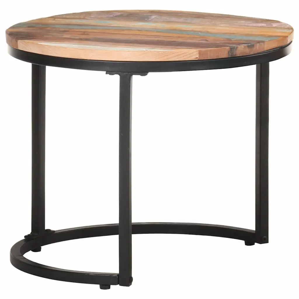 End Tables Industrial 3 Piece Set Solid Reclaimed Wood Side Tables