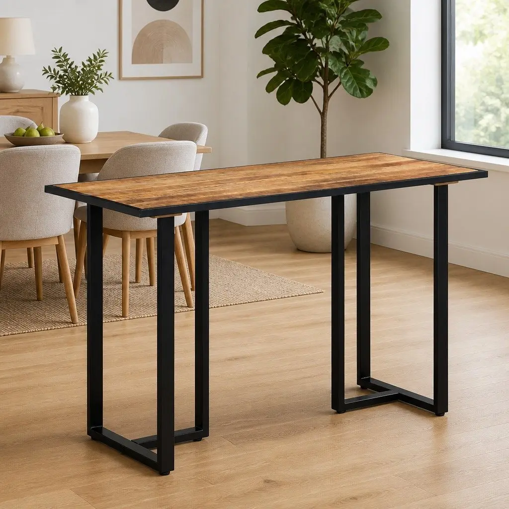 Dining Table 120 cm Rough Mango Wood Kitchen Dining Room Furniture Brown