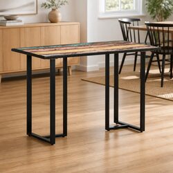 Industrial Style Dining Table 120 cm Solid Reclaimed Wood