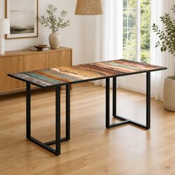 Reclaimed Wood Dining Table 160 cm with Iron Legs