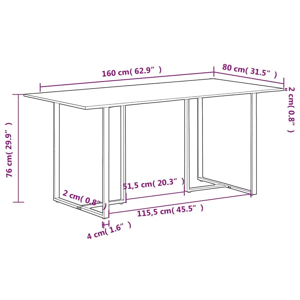 Dining Table Industrial 160 cm Solid Reclaimed Wood Brown