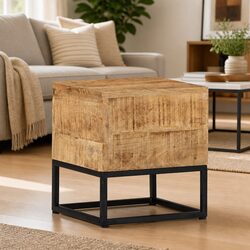 Stylish Brown Mango Wood Side Table 30x30x33 cm