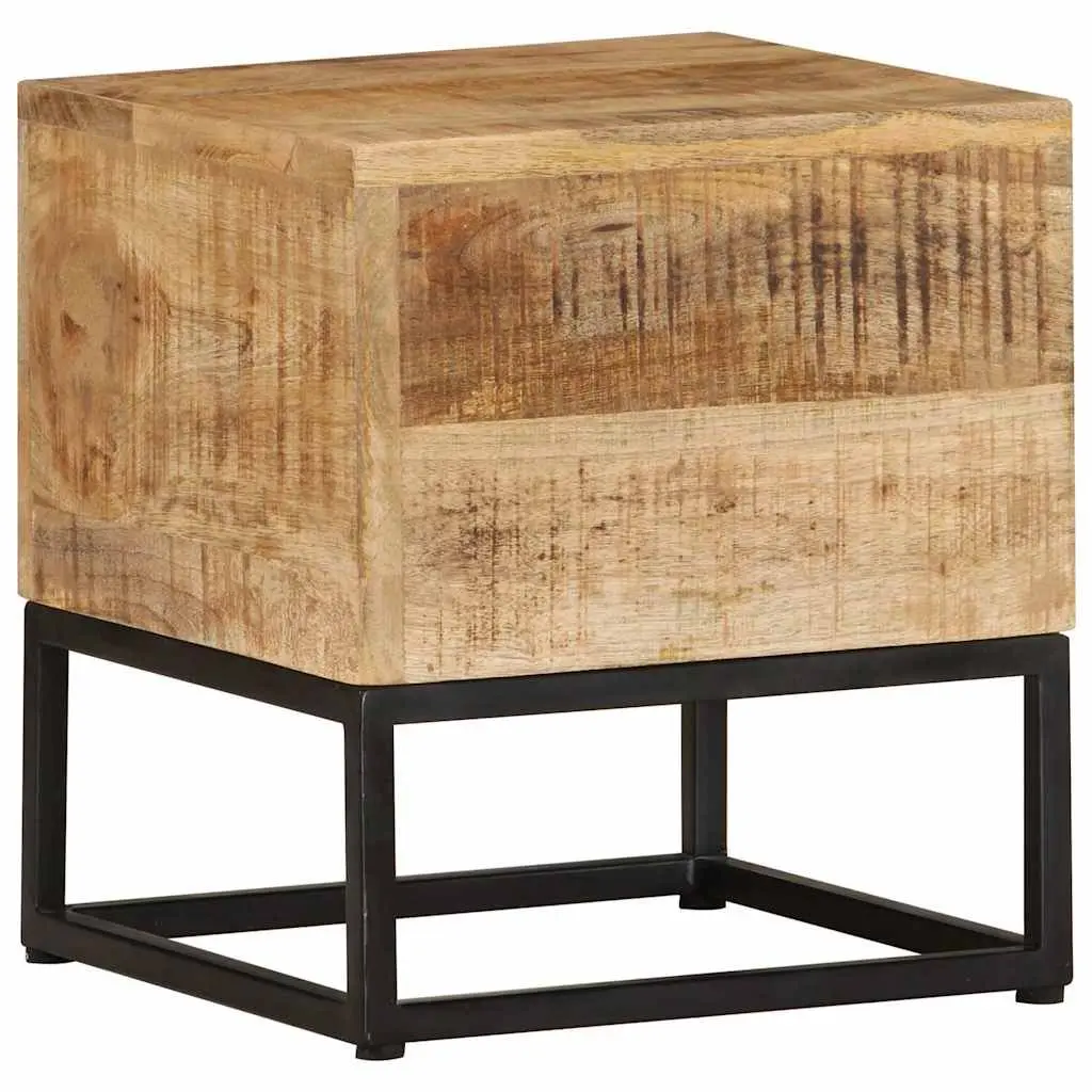 End Table Rough Mango Wood 30x30x33 cm Brown Accent Side Table