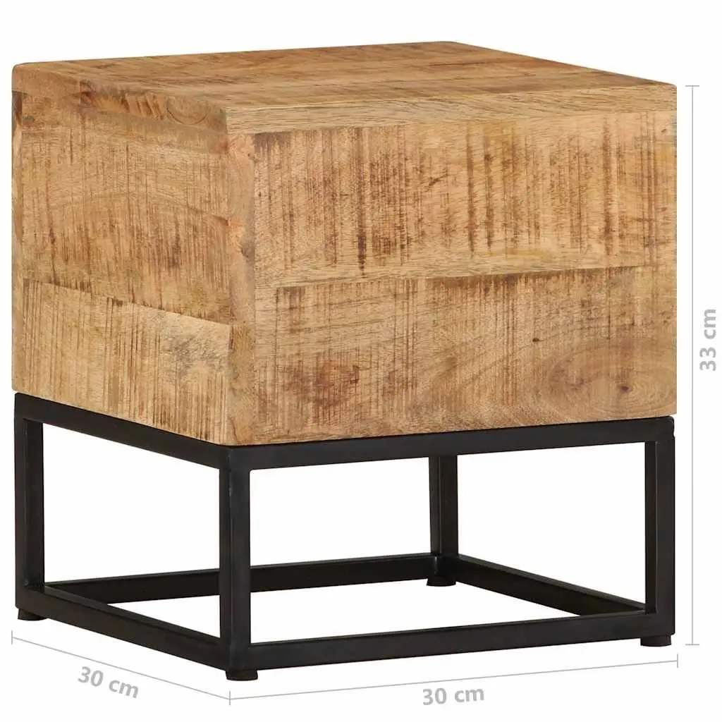 End Table Rough Mango Wood 30x30x33 cm Brown Accent Side Table