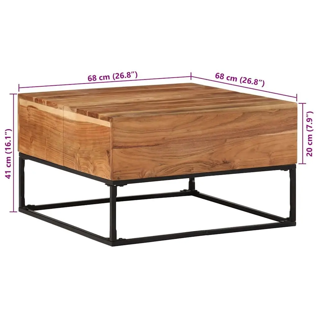 Coffee Table Brown 68x68x41cm Solid Acacia Wood Iron Legs