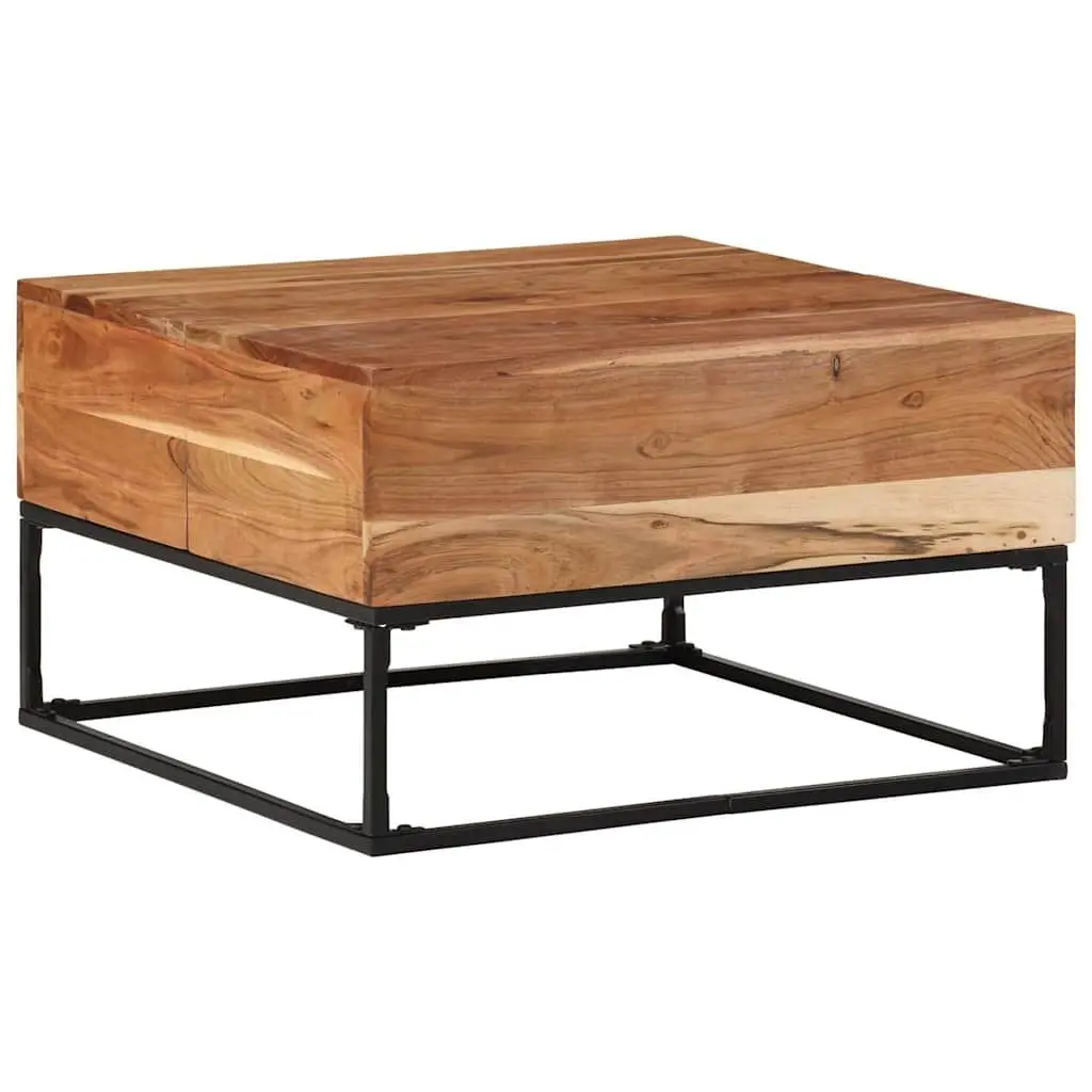 Coffee Table Brown 68x68x41cm Solid Acacia Wood Iron Legs